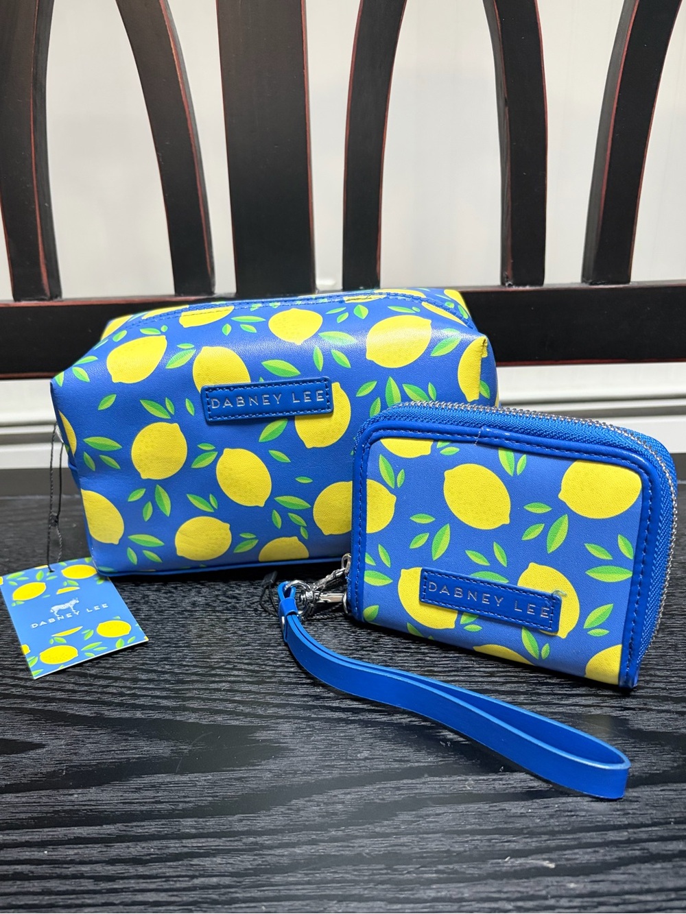 Dabney Lee Blue Lemon Print Pouch and Wristlet